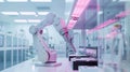 Microchip assembly by a high precision robotic arm in a cleanroom environment. Advanced High Precision Robot Arms