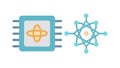 Microchip with Atomic Structure, Quantum Computing, Advanced Tech, vector design Generative AI Royalty Free Stock Photo