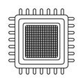 Microchip cartoon icon black and white Royalty Free Stock Photo