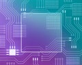 Microchip with circuit, colorful background. Copy space Royalty Free Stock Photo