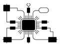 Microchip Circuit Diagram Technology Processor Connection Line Art Vector Royalty Free Stock Photo