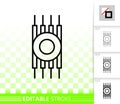 Microchip circuit simple black line vector icon