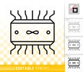 Microchip circuit simple black line vector icon