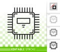 Microchip circuit simple black line vector icon