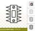 Microchip circuit simple black line vector icon