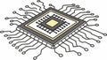 Microchip CPU with Data Flow Circuitry Technology Vector, vector design Generative AI Royalty Free Stock Photo