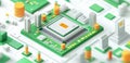 Microchip data display. CPU microchip components of circuit technology. Electronic processor. Royalty Free Stock Photo