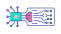 Microchip Data Flow Icon, Computing and Circuitry Technology Vector, vector design Generative AI Royalty Free Stock Photo