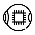 Microchip for good eye vision line icon vector illustration