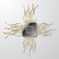 Microchip on a gray background