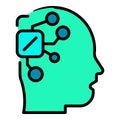 Microchip in the head icon color outline vector