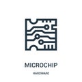 microchip icon vector from hardware collection. Thin line microchip outline icon vector illustration