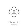 Microchip icon vector from technology collection. Thin line microchip outline icon vector illustration. Outline, thin line