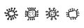 Microchip Icons In Hand Drawn Style Set. Technology, Circuitry, And Digital Innovation Doodle Sketch Collection Royalty Free Stock Photo