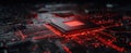 The Microchip Illuminated Against a Futuristic Circuit Background AI generated image Royalty Free Stock Photo
