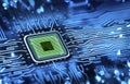 microchip integrated on motherboard Royalty Free Stock Photo