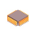 Microchip isometric icon. Central processing unit. Royalty Free Stock Photo
