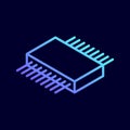 Microchip isometric icon. Central processing unit.