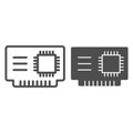 Microchip line and glyph icon. Cpu vector illustration isolated on white. Chip outline style design, designed for web