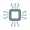 Microchip line icon. CPU, Central processing unit, computer processor