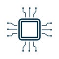 Microchip line icon. CPU, Central processing unit, computer processor