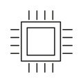 Microchip Line Icon. Semiconductor Technology And Computer Processor Outline Symbol. Digital Circuit And Hardware Royalty Free Stock Photo