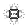 Microchip Line Icon Vector, CPU Central Processing Unit Computer Processor Symbol Royalty Free Stock Photo