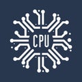 Microchip logo icon. CPU, Central processing unit, computer processor, chip symbol Royalty Free Stock Photo