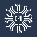 Microchip logo icon. CPU, Central processing unit, computer processor, chip symbol Royalty Free Stock Photo