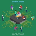 Microchip microprocessor programming code flat isometric vector Royalty Free Stock Photo