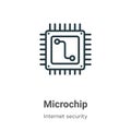 Microchip outline vector icon. Thin line black microchip icon, flat vector simple element illustration from editable networking