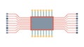Microchip with Parallel Data Lines, Fast Processing, vector design Generative AI Royalty Free Stock Photo
