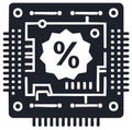 Microchip with percentage sign digital sales and technology discount illustration Royalty Free Stock Photo
