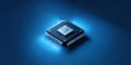 Microchip Processor On A Blue Gradient Background With Subtle Glow Royalty Free Stock Photo