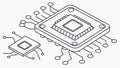 Microchip Processor on a Circuit Board Vector Icon, vector design Generative AI Royalty Free Stock Photo