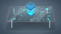 Microchip Processor with Data Visualization on Transparent Screen Royalty Free Stock Photo