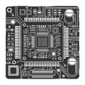 Microchip Processor On Electronic Circuit Board Royalty Free Stock Photo