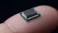 Microchip Processor on Finger Tip Close-up Shot Created With Generative AI Royalty Free Stock Photo