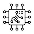 Microchip processor icon black and white. Royalty Free Stock Photo