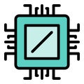 Microchip processor icon color outline vector