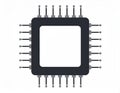 Microchip processor icon with pins used for electronic circuitry and computing Royalty Free Stock Photo