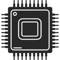 Microchip processor icon with white outline on white background vector illustration Royalty Free Stock Photo