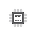 Microchip processor outline icon. Royalty Free Stock Photo