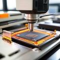 Microchip Quality Inspection Machine Performs Inspection Royalty Free Stock Photo