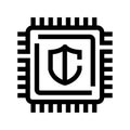 Microchip with shield icon representing data protection Royalty Free Stock Photo
