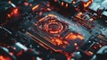 Microchip for spaceships. Production of rockets and ships. Computer CPU and memory chips. Electronic circuit