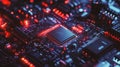 Microchip for spaceships. Production of rockets and ships. Computer CPU and memory chips. Electronic circuit