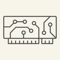 Microchip thin line icon. Circuit vector illustration isolated on white. Motherboard outline style design, designed for