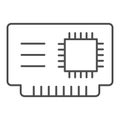 Microchip thin line icon. Cpu vector illustration isolated on white. Chip outline style design, designed for web and app