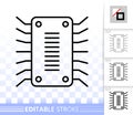 Microchip circuit simple black line vector icon Royalty Free Stock Photo